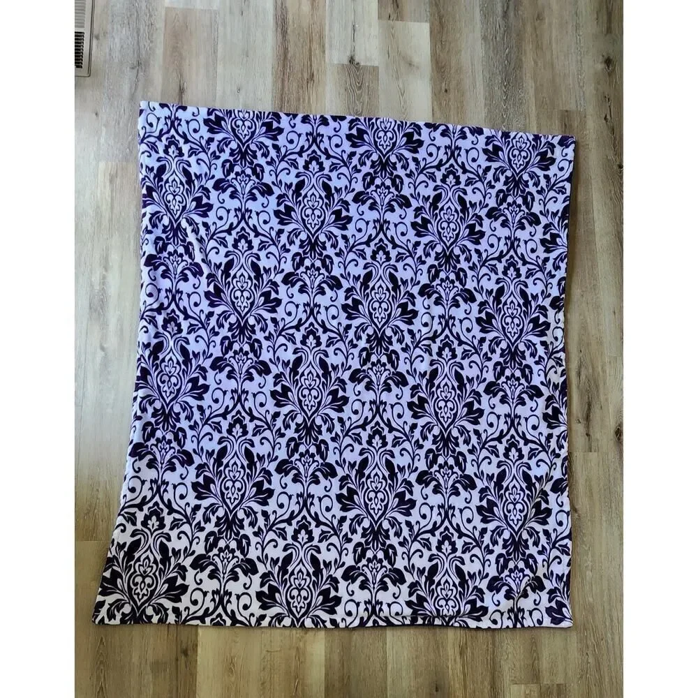 Plush Damask Throw Blanket Purple/White 64x59